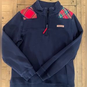 Vineyard Vines Navy and Christmas plaid Sherp Shirt